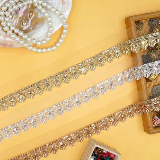 Fancy Glass Beads Sequence Lace