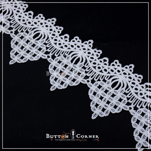 [AL898-WHITE] One Side Border Shuttle Lace