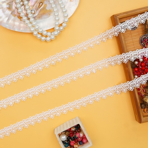 [A6935 WHITE] One Side Border Shuttle Lace