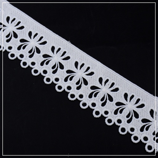 [AL900-WHITE] One Side Border Shuttle Lace