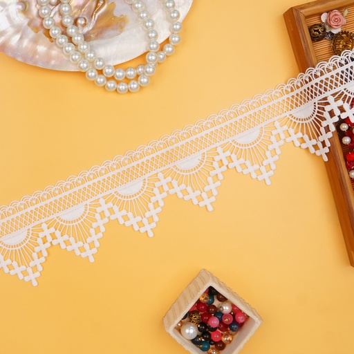 [83677-7 WHITE] One  Side Border Shuttle Lace