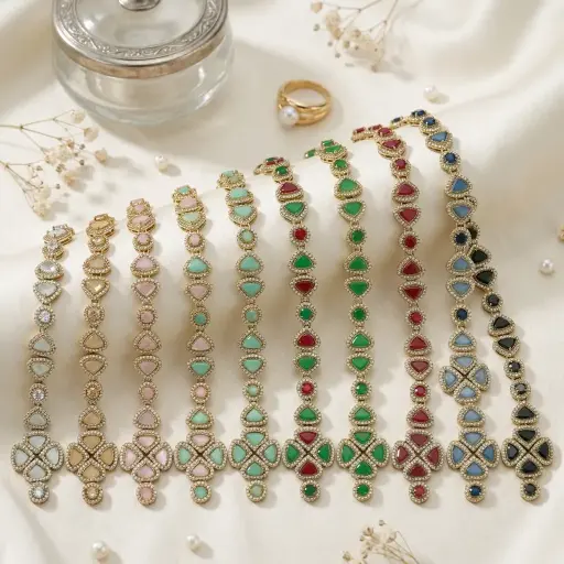 Fancy Kundan Button Patti