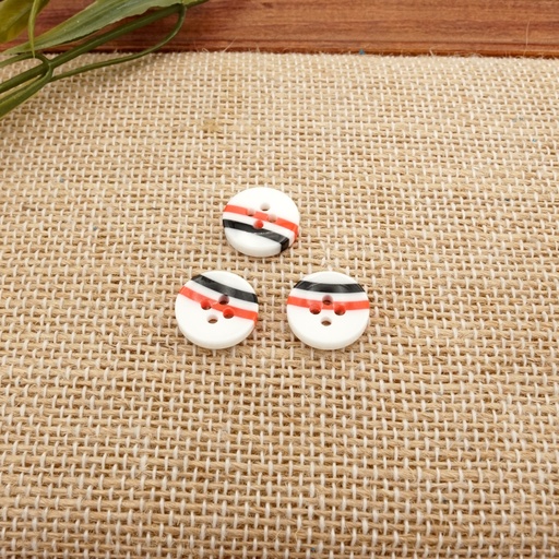 [L065 18L WHITE] Two-Striped 4 Hole Shirt Button