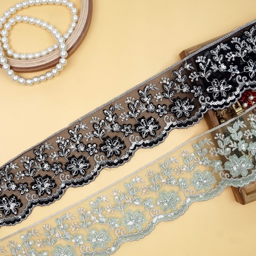 Fancy Glass Beads Sequence Net Lace