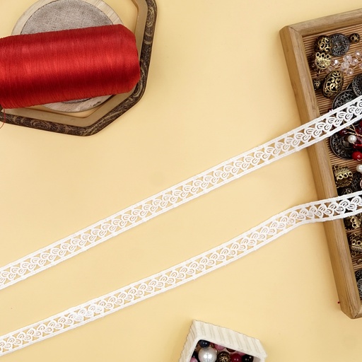 [MYB856 WHITE] Double Side Border Shuttle Lace