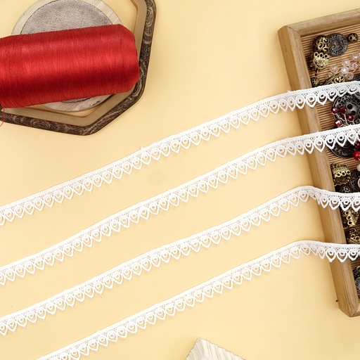[MYB862 WHITE] One Side Border Shuttle Lace