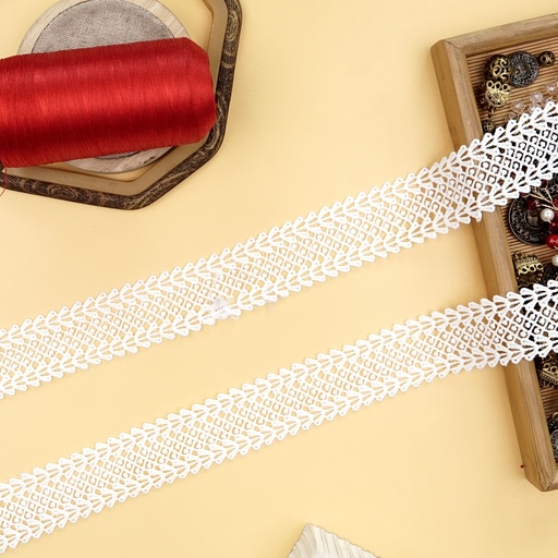 [MYB870 WHITE] Double Side Border Shuttle Lace