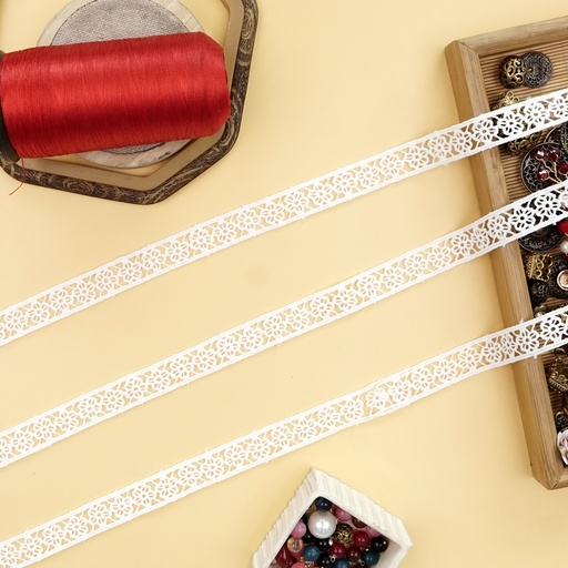 [MYB873 WHITE] Double Side Border Shuttle Lace