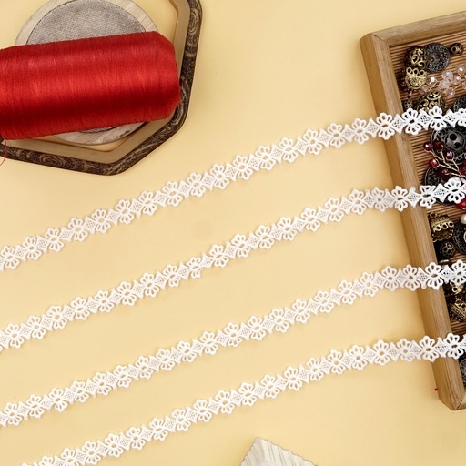 [22695 / MYB874 WHITE] Double Side Border Shuttle Lace