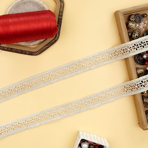 [MYB880 BEIGE] Double Side Border Shuttle Lace