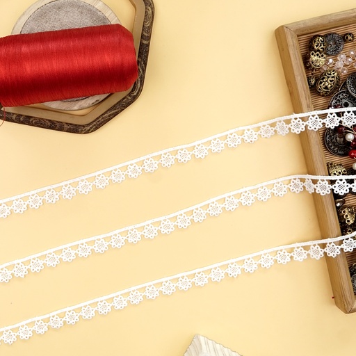 [MYB881 WHITE] One Side Border Shuttle Lace