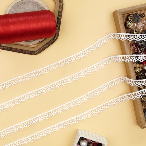 [MYB882 WHITE] One Side Border Shuttle Lace