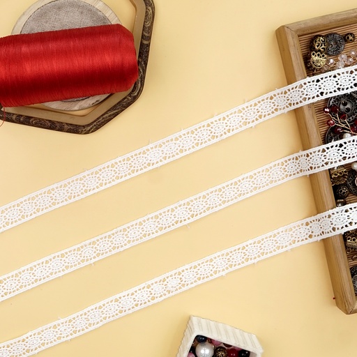 [MYB884 WHITE] Double Side Border Shuttle Lace