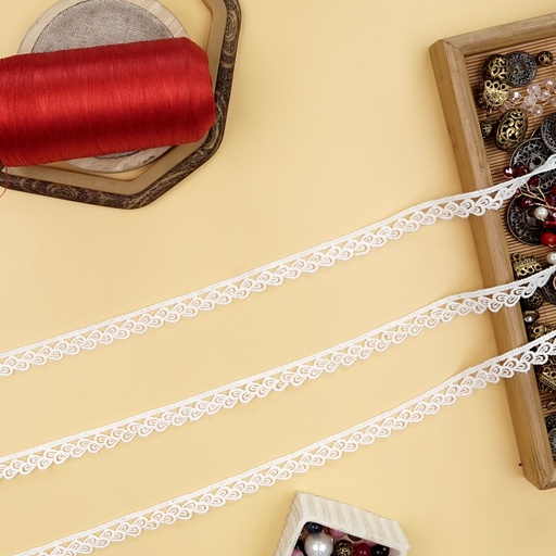 [MYB885 WHITE] One Side Border Shuttle Lace