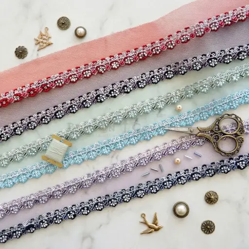 Fancy Glass Beads Sequence Lace