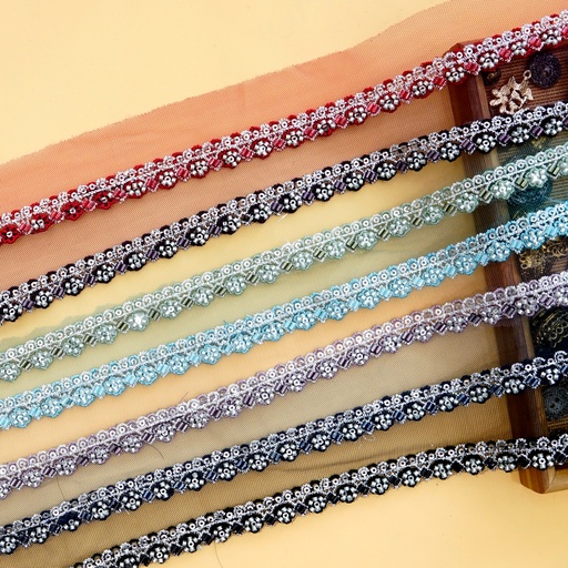 Fancy Glass Beads Sequence Lace