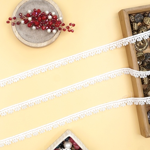 [D17874 WHITE] One Side Border Shuttle Lace