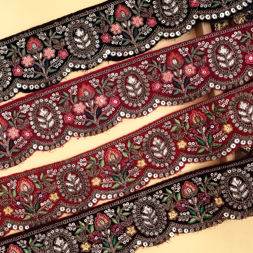 [FANL1408 MULTI] Fancy Sequence Lace In Velvet Fabric