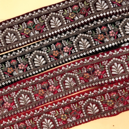 [FANL1409 MULTI] Fancy Sequence Lace In Velvet Fabric