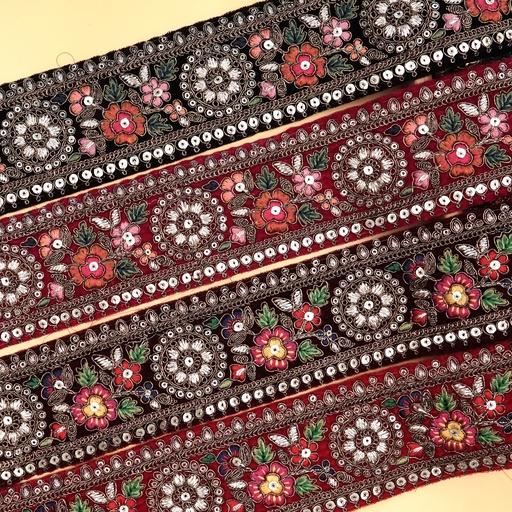 [FANL1410 MULTI] Fancy Sequence Lace In Velvet Fabric