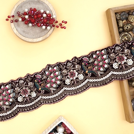 [FANL1411 MULTI] Fancy Sequence Lace In Velvet Fabric