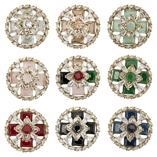 Gold Base Fancy Kundan Button