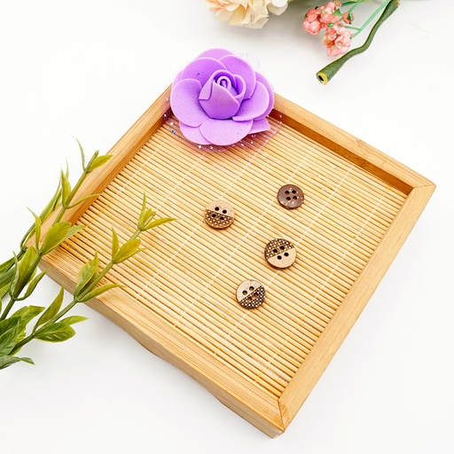 Gingham Pattern Design Coconut Button