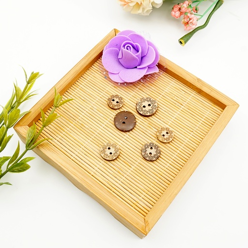 Flowers Border 2 Hole Coconut Button