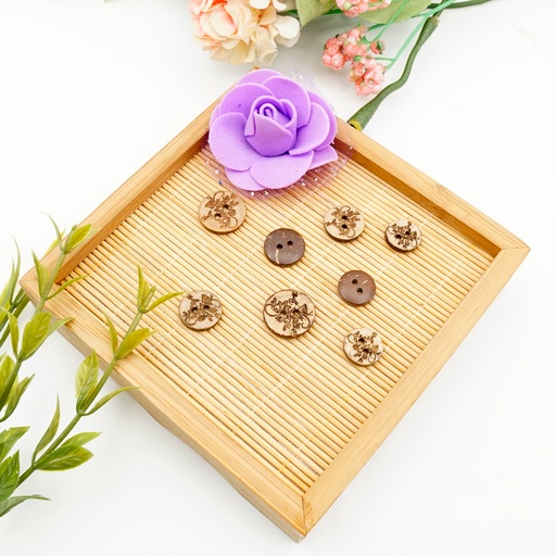 Floral Design 2 Hole Coconut Button