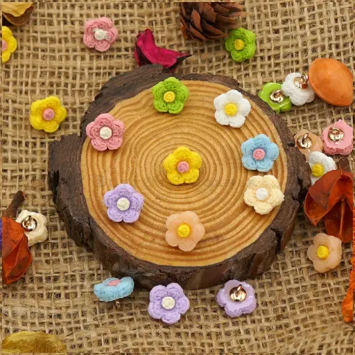 Crochet Design Flower Shape Button