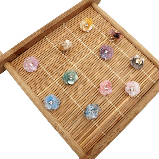 Glass Puffed Rose Flower Shape Button