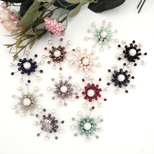 Pearl & Crystal Flower Brooch