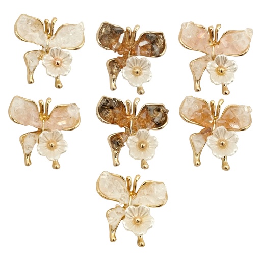 Vintage Style Butterfly Flower Button