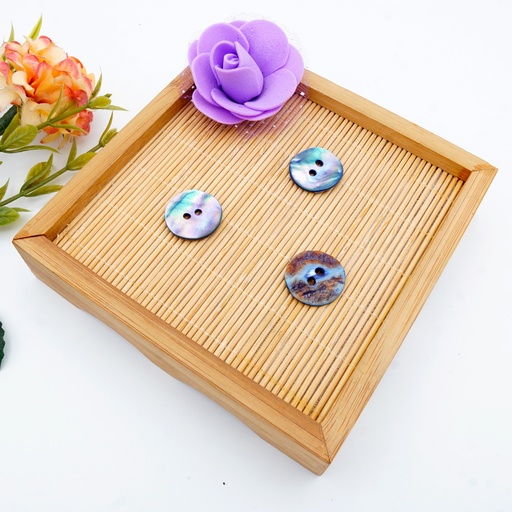 [ABSR2H-28L] Green & Blue Vivid Abalone Shell Button