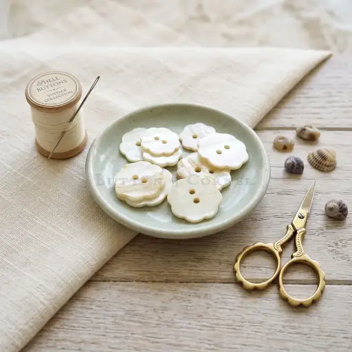 Mother Of Pearl Flower Design Shell Button
