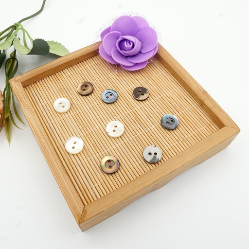 Mother-of-Pearl Thick Border Round Shape 2 Hole  Shell Button