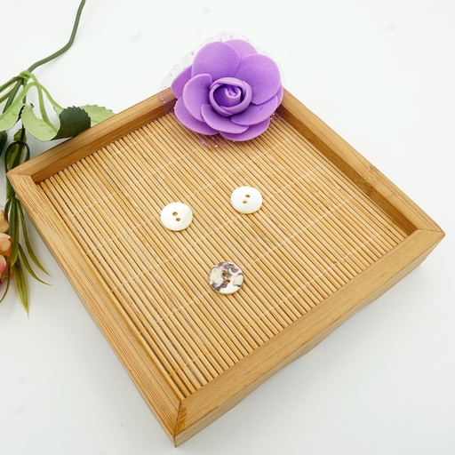 [MOPSF2H-18L] Flat Natural Mother-of-Pearl Round Shape 2 Hole Shell Button