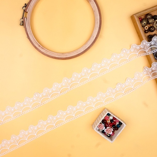 [60316 WHITE] One Side Border Net Lace