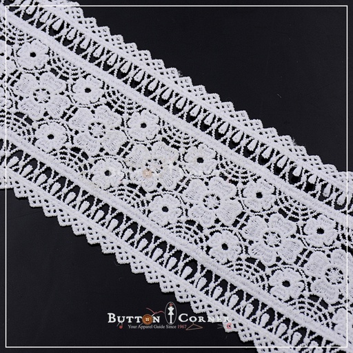 [AL876-WHITE] Double Side Border Shuttle Lace