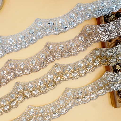 Fancy Glass Beads Sequence Lace