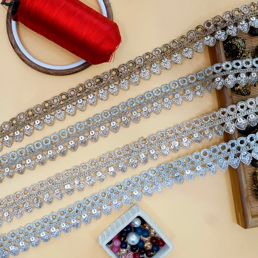 Fancy Metallic Yarn Sequence Lace