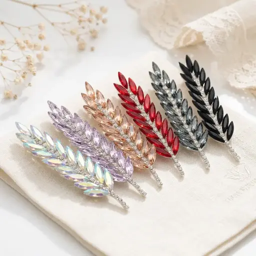 Leaf Shape Applique Diamante Motif