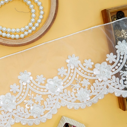 Fancy Glass Beads Sequence Lace