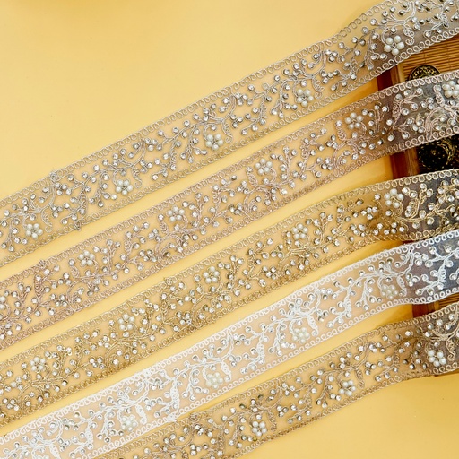 Fancy Metallic Yarn Sequence Lace