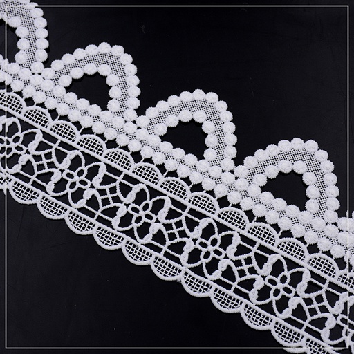 [AL871-WHITE] One Side Border Shuttle Lace