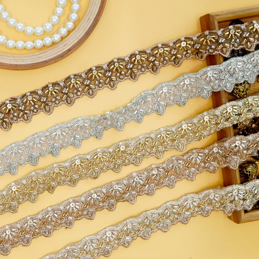 Fancy Glass Beads Sequence Lace