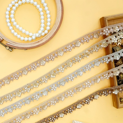 Fancy Glass Beads Sequence Lace