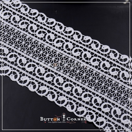 [AL870-WHITE] Double Side Border Shuttle Lace