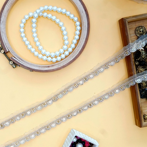 [FANL1471 GOLD] Fancy Glass Beads Sequence Lace