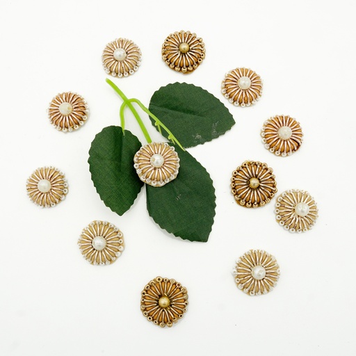 Tiny Round Handed Beaded Dabka Motif